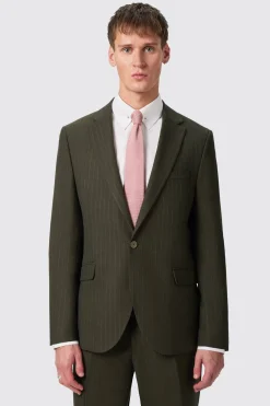 Hodge Slim Fit Green Pinstripe Jacket