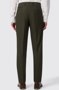 Hodge Slim Fit Green Pinstripe Trousers
