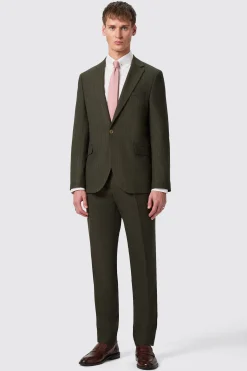 Hodge Slim Fit Green Pinstripe Trousers
