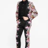 Ikeda Slim Fit Black Cotton Floral Trousers