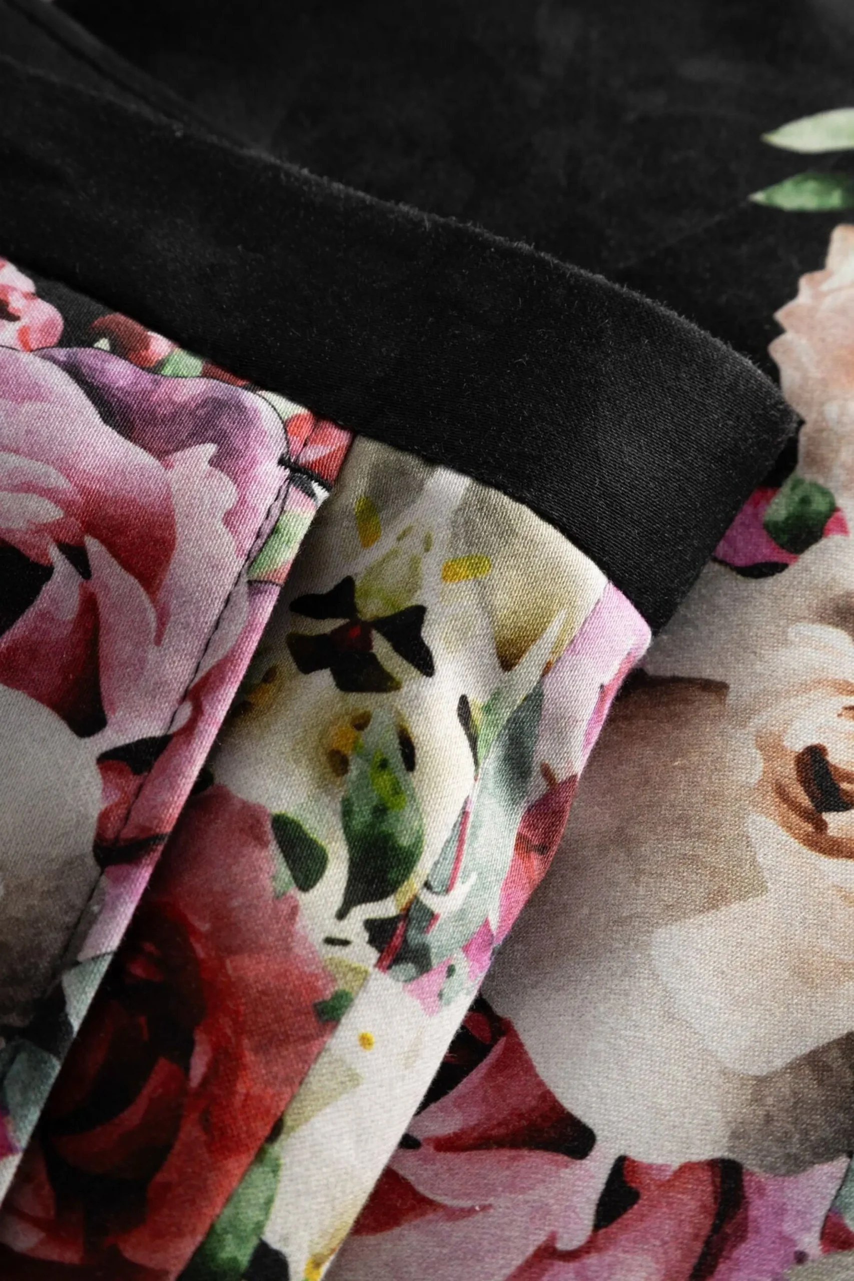 Ikeda Slim Fit Black Cotton Floral Trousers
