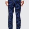 Jackalope Blue Suit Trouser With Floral Flocking