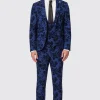 Jackalope Blue Suit With Floral Flocking