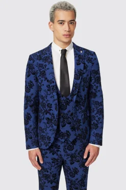 Jackalope Blue Suit With Floral Flocking