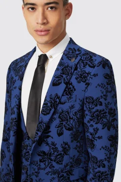 Jackalope Blue Suit With Floral Flocking
