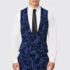 Jackalope Blue Waistcoat With Floral Flocking