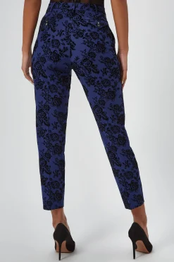 Jackalope Skinny Fit Blue Floral Flocked Trousers