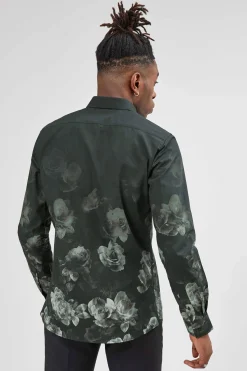 Kember Slim Fit Black Floral Shirt
