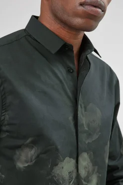 Kember Slim Fit Black Floral Shirt