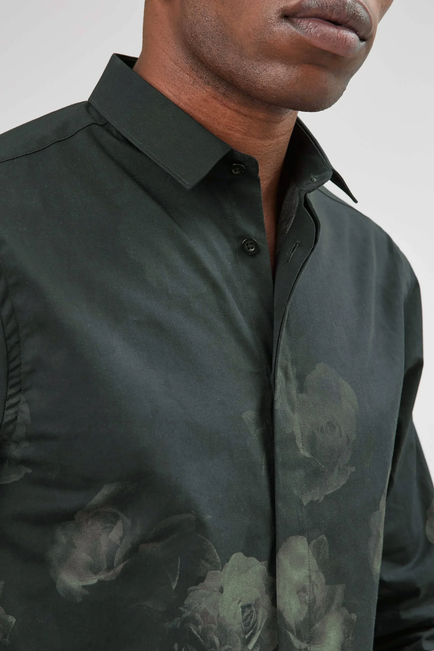 Kember Slim Fit Black Floral Shirt