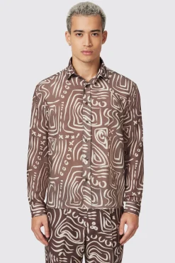 Kessie Cream Abstract Print Shirt