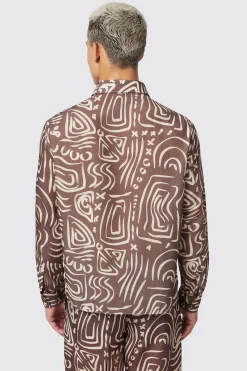 Kessie Cream Abstract Print Shirt