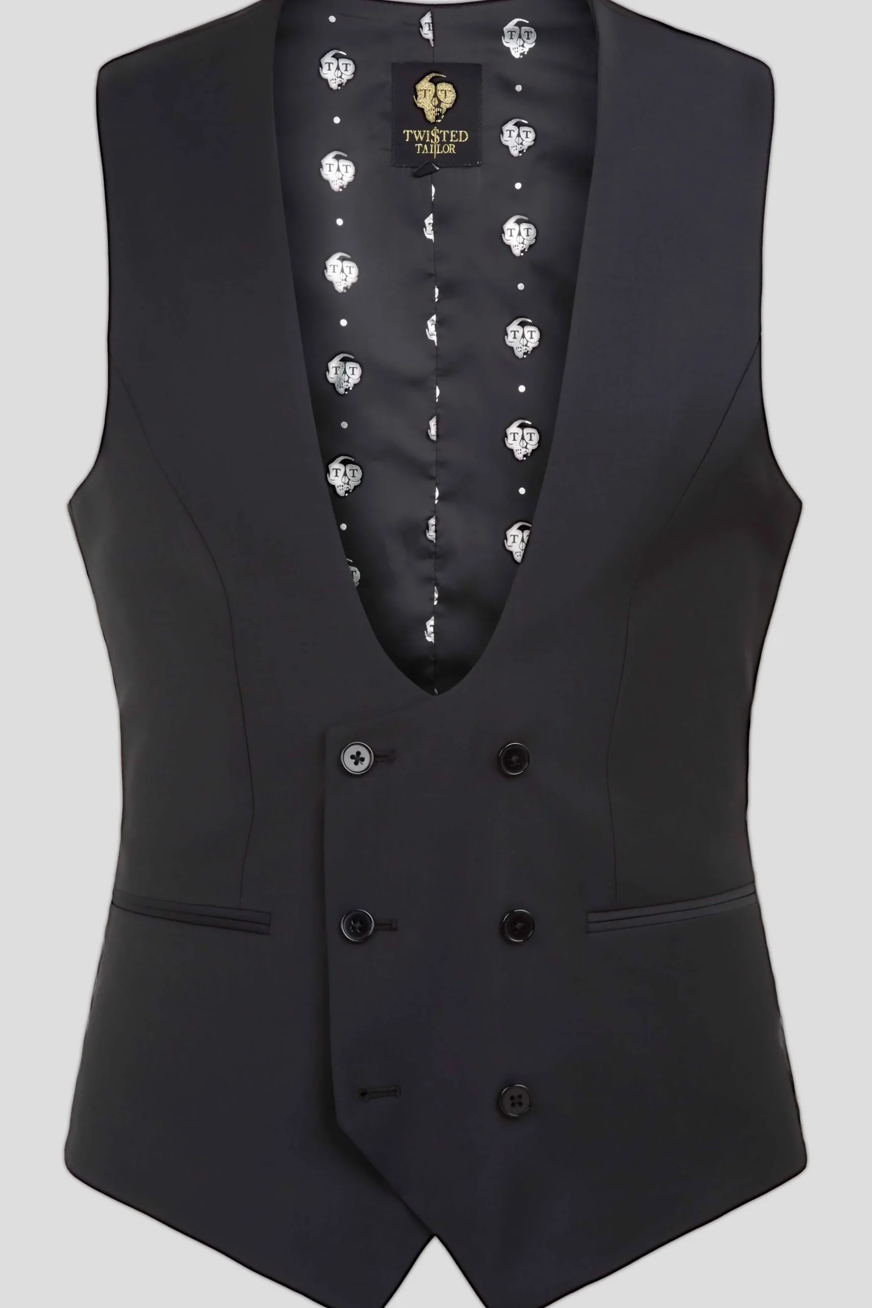 Kingdon Skinny Fit Black Dinner Waistcoat