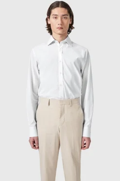 Lewes Slim Fit Spread Collar White Cotton Shirt