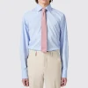 Lewes Slim Fit Spread Collar Blue Cotton Shirt