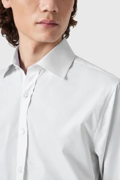 Lewes Slim Fit Spread Collar White Cotton Shirt