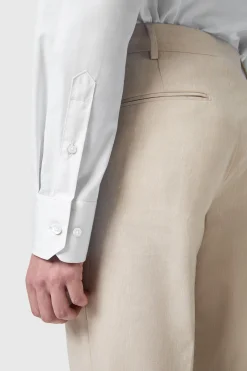 Lewes Slim Fit Spread Collar White Cotton Shirt