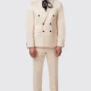 Lewis Skinny Fit Double Breasted Beige Sateen Suit