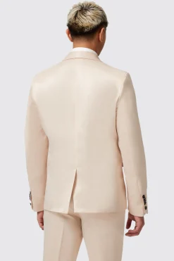 Lewis Skinny Fit Double Breasted Beige Sateen Jacket