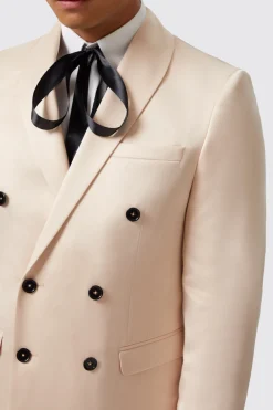 Lewis Skinny Fit Double Breasted Beige Sateen Suit