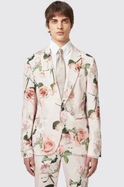 Lincoln Skinny Fit Pink Floral Cotton Jacket
