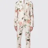 Lincoln Skinny Fit Pink Floral Cotton Suit