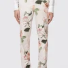 Lincoln Skinny Fit Pink Floral Cotton Trousers