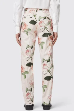 Lincoln Skinny Fit Pink Floral Cotton Trousers