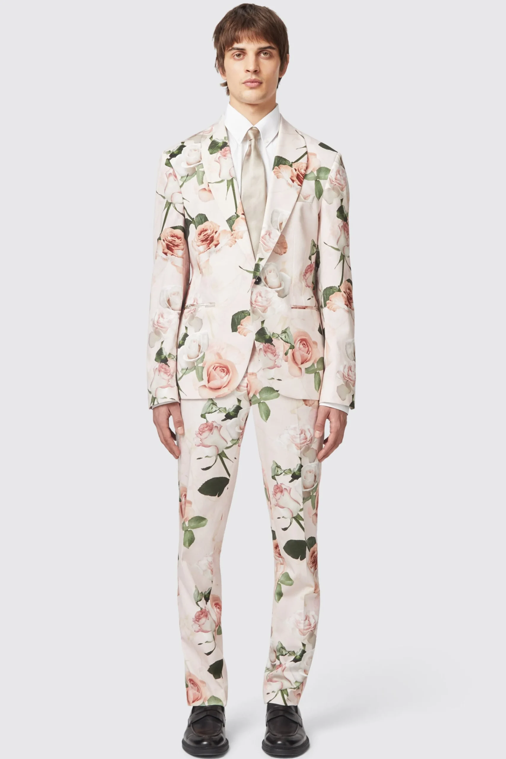 Lincoln Skinny Fit Pink Floral Cotton Jacket