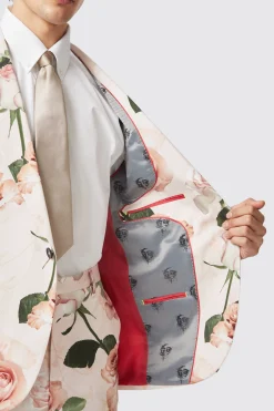 Lincoln Skinny Fit Pink Floral Cotton Suit