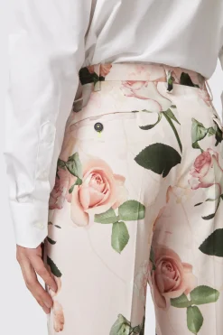 Lincoln Skinny Fit Pink Floral Cotton Suit