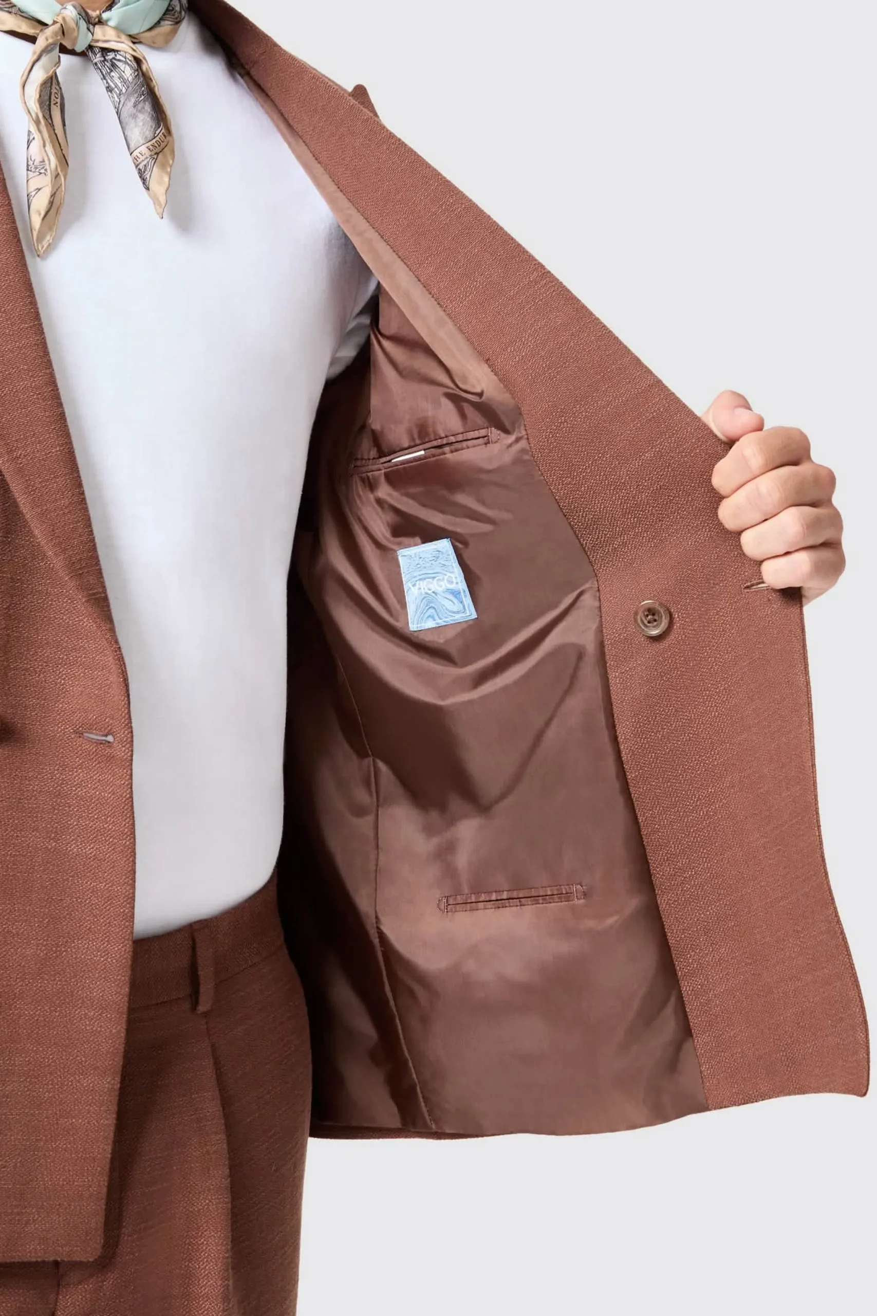 Lisandro Double Breasted Brown Cotton Suit