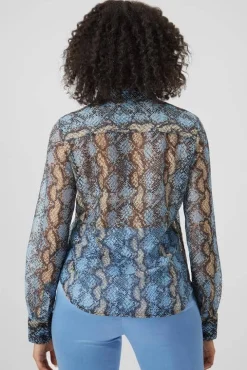 Lopez Skinny Fit Grey Snake Print Shirt