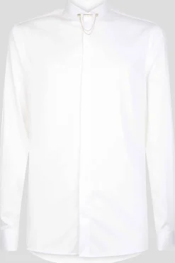 Lynton Skinny Fit White Collar Bar Cotton Shirt