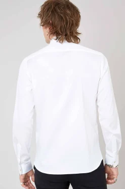 Lynton Skinny Fit White Collar Bar Cotton Shirt