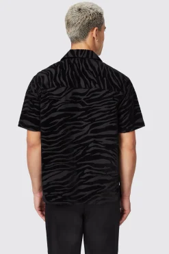Magnussen Slim Fit Zebra Flocked Black Shirt