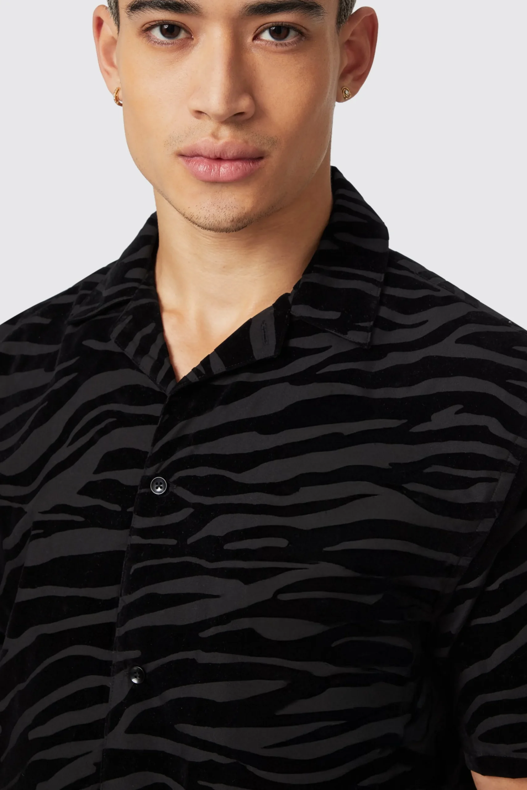 Magnussen Slim Fit Zebra Flocked Black Shirt