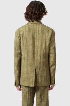 Malacia Oversized Green Jacquard Jacket