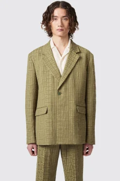 Malacia Oversized Green Jacquard Suit