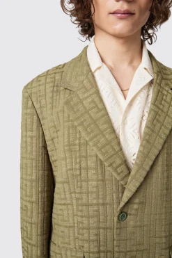 Malacia Oversized Green Jacquard Jacket