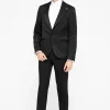 Papatya Slim Fit Black Jacquard Trousers
