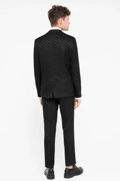 Papatya Slim Fit Black Jacquard Trousers