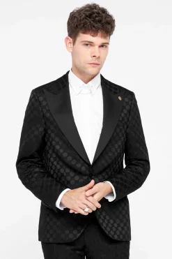 Papatya Slim Fit Black Jacquard Suit