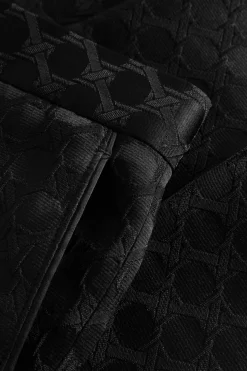 Papatya Slim Fit Black Jacquard Trousers