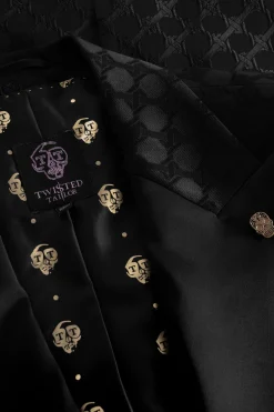 Papatya Slim Fit Black Jacquard Suit
