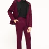 Papatya Slim Fit Burgundy Jacquard Trousers