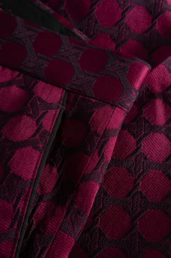 Papatya Slim Fit Burgundy Jacquard Trousers