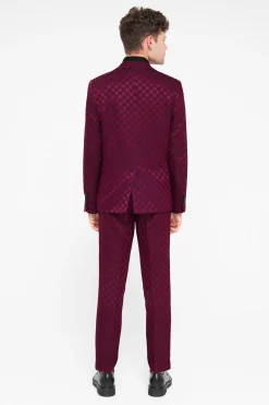 Papatya Slim Fit Burgundy Jacquard Trousers