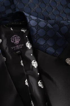Papatya Slim Fit Navy Jacquard Suit