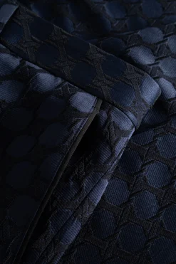 Papatya Slim Fit Navy Jacquard Suit